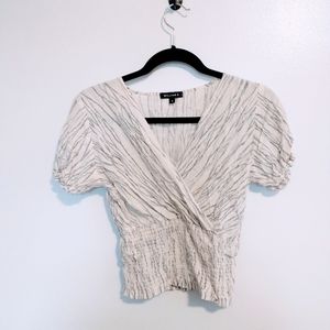 William B striped top with pouf sleeves and smocked waist. Size small